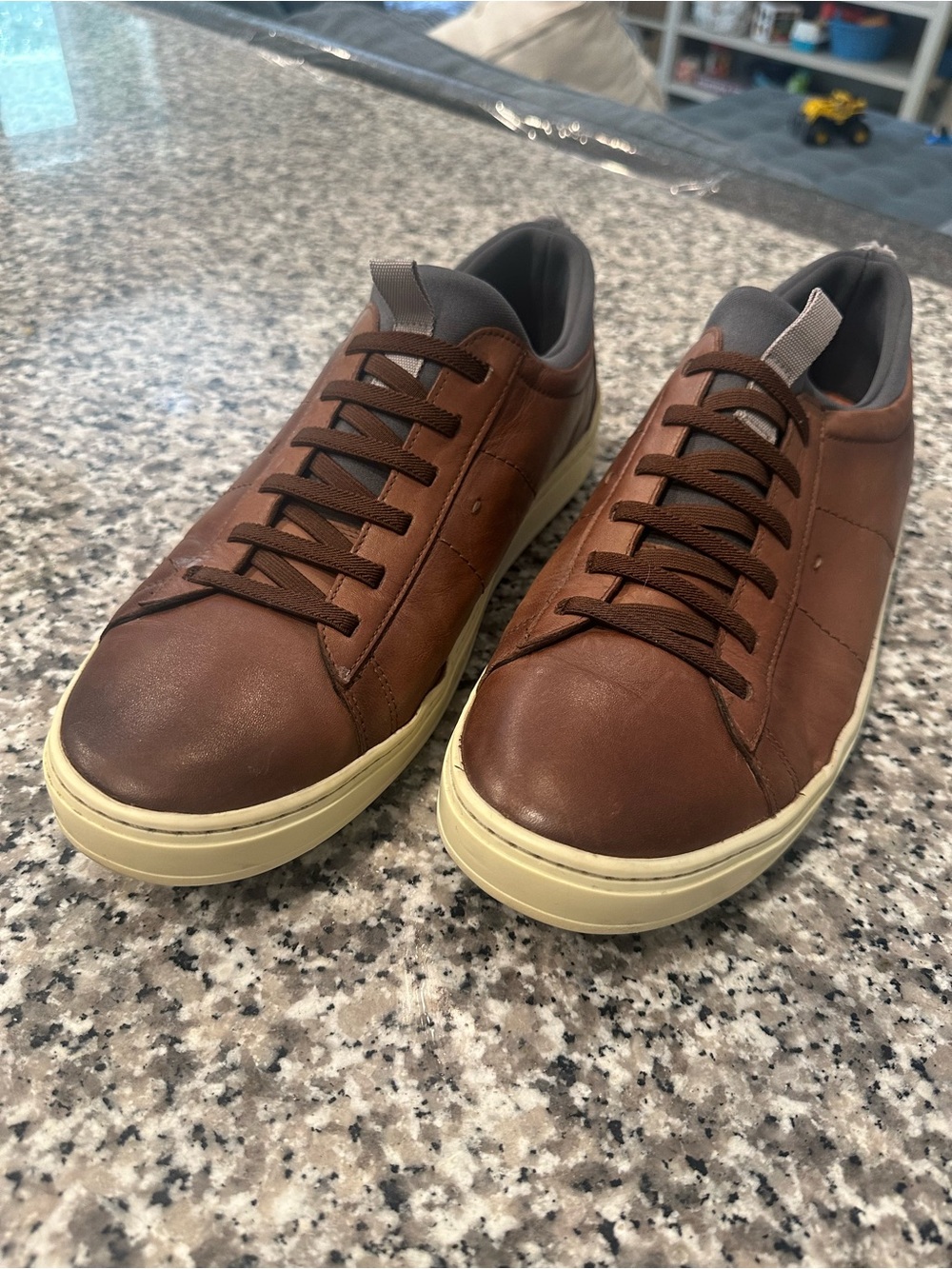 Martin Dingman Brown Leather Low-Top Sneakers with Cream Sole